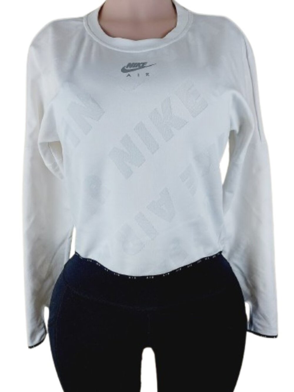 Nike Air Women's White Dri-FIT Mid Layer Crewneck Long-sleeve T-shirt Size XS